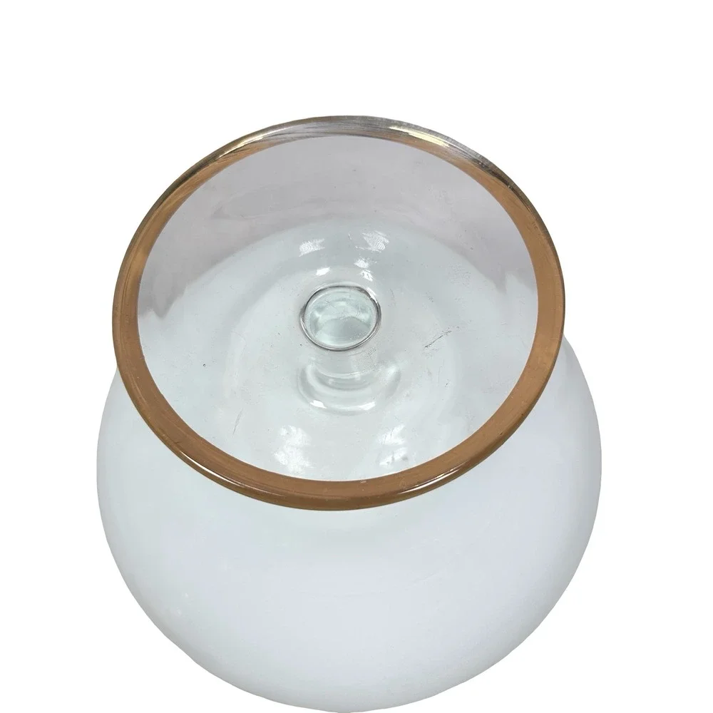 Vintage‎ Empoli Circus Tent Italy White Milk Glass Gold Encrusted Candy Dish Lid